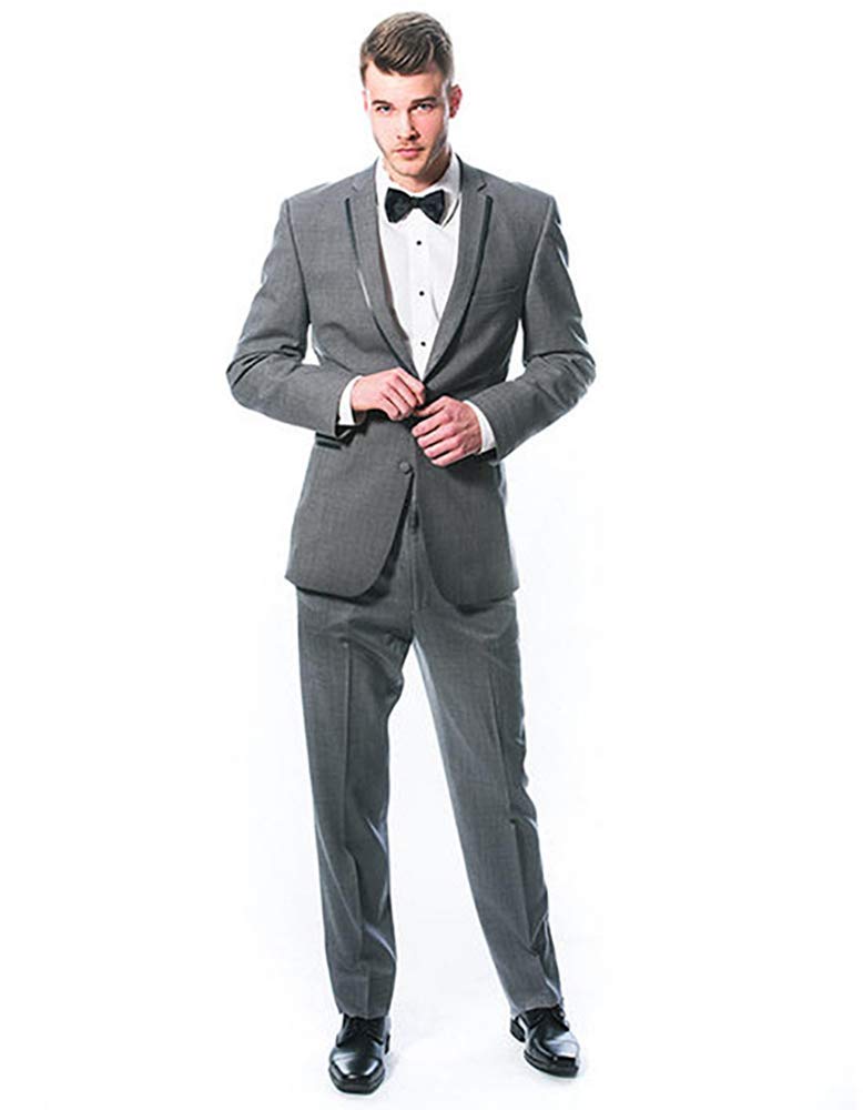 HOTK Uomo Slim Fit Tacca con Risvolto 2 Pezzi Abito da Cerimonia Formale da Uomo