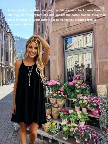 Image of Women's Summer Casual Sundress Chiffon Sleeveless Tank Beach Shift Dress (XS, Black)