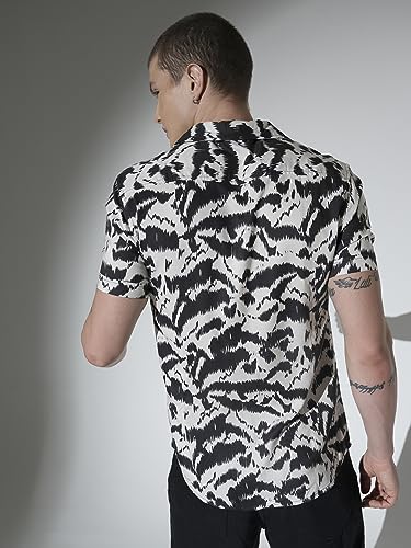 Image of Hubberholme Men's Rayon Relaxed Fit Printed Half Sleeve Resort Shirt