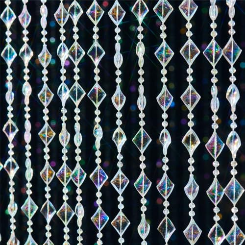 HYVAKUPPA Rideau à Perles de Cristal colorées à Suspendre pour Porte, Rideau à 36 brins décoratifs en Acrylique Transparent irisé taillé en Diamant pour...