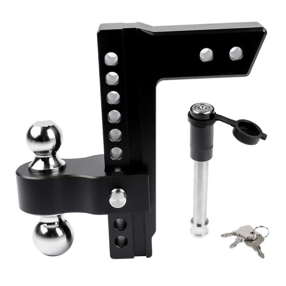 Soporte de Bola de Enganche de Remolque Ajustable para Receptor de 2, 5 Pulgadas, Enganche de elevación de caída de 10 Pulgadas, Bolas de 2 Pulgadas y 2 de 5 y 16 Pulgadas, Compatible con