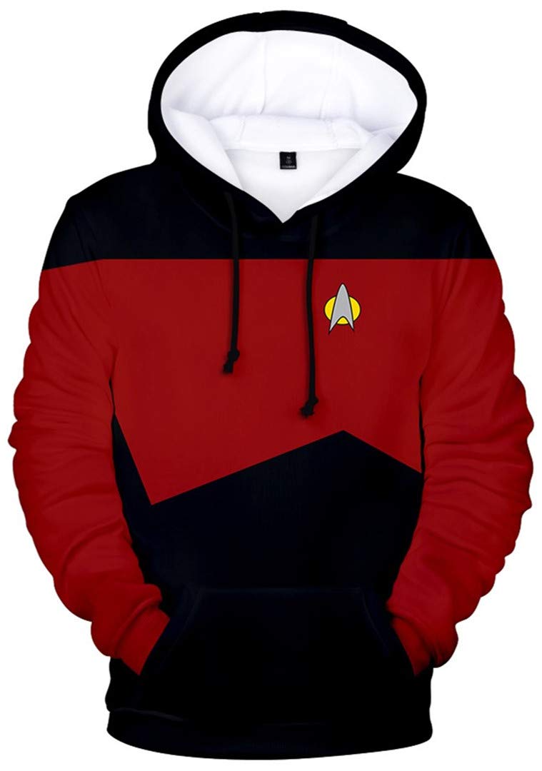 Silver BasicFashion 3D Printed Hoodie for Men The Next Generation Costume Picard Spock Cosplay Sweatshirt Christmas Jumper Sportswear Hoodie