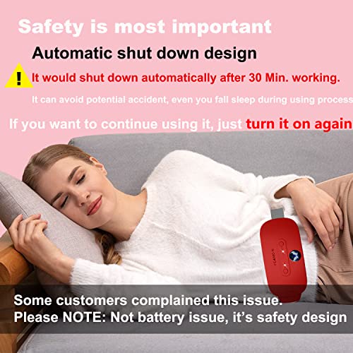 Image of Portable Cordless Heating Pad for Cramps, Electric Waist Belt Device, Fast Heating Pad with 3 Heat Levels and 3 Vib. Massage Modes, Back or Belly Heating Pad for Women and Girl(Red)