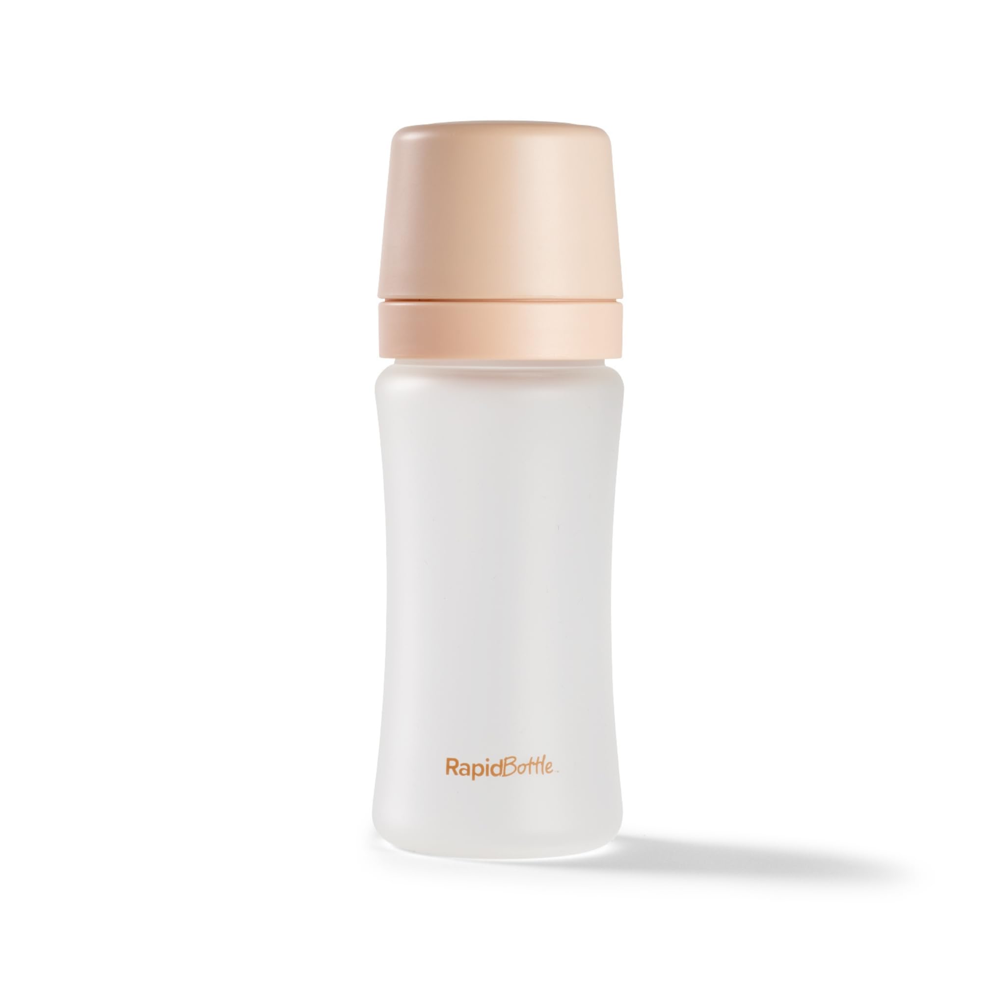 Nuby RapidBottle Anti-Colic Glass Feeding Bottle - Rapid Bottle with Silicone Coated Glass Bottle with Breast-Like Teat | Quick Feed | No Microplastics | Fast Sterilising | 9oz (Beige)