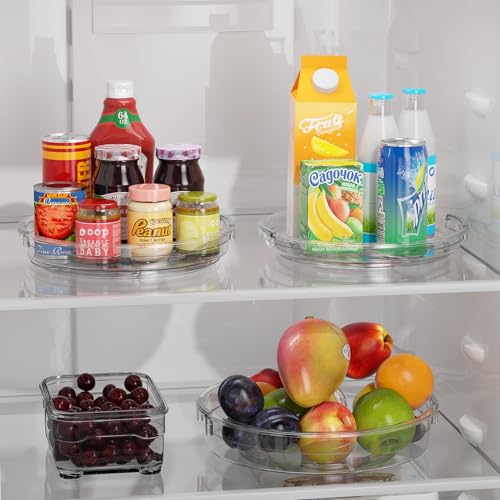 LAMU 3 Pack Lazy Susan Organizer Turntable for Cabinet, Rotating Condiment Organizer for Kitchen Pantry Organizers and Storage, Table Top, Fridge, Countertop, Spice Organization, 9.25'' 10.6'' 12'' - Image 3