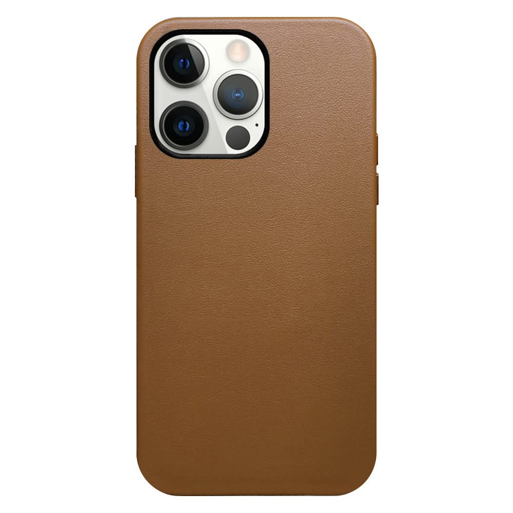 ELTERAZONE Case Compatible With iPhone 15 Pro Max Mag-Safe Noble Collection Premium PC+PU Leather Case with Official Design Phone Cover Anti-Fingerprint Scratch Resistance, A+ Leather Material (Brown)