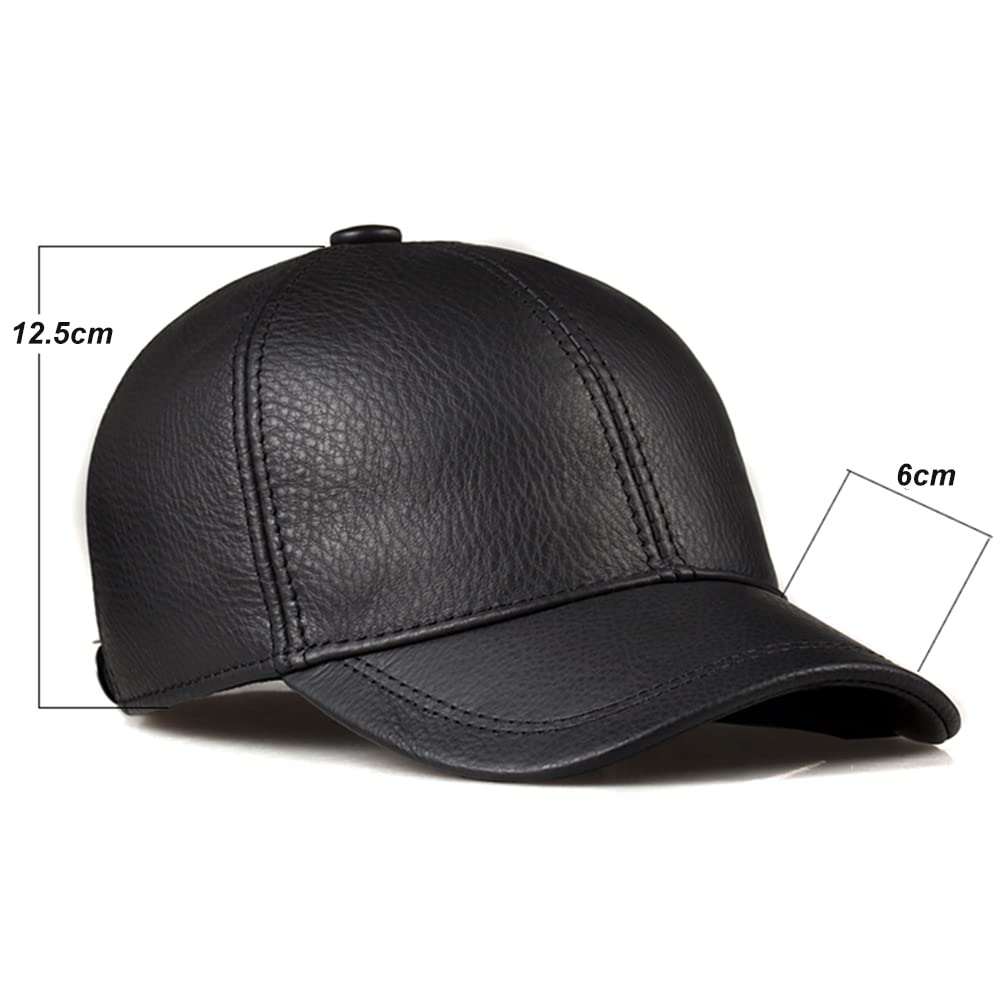 DongBao Gorra de Béisbol para Hombre Ajustable Sombrero de Cuero Otoño Invierno Sombrero Al Aire Libre