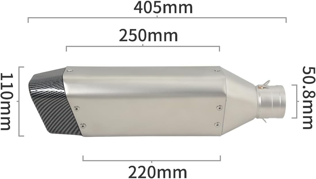 FIRECARP バイクマフラー, ステンレス製 スリップオン マフラー, 全長405mm 差込径50.8mm, 汎用タイプ (B)