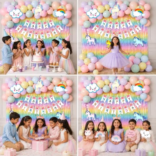 Image of Unicorn Theme Birthday Decoration Kit, Pack of 44 Pcs