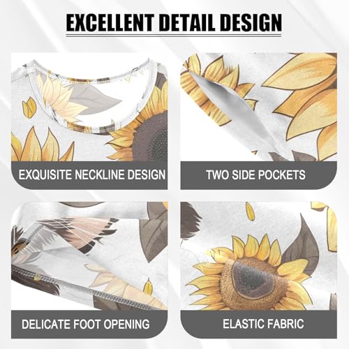 ALAZA Cat Sunflower Kitten Pajamas Short Sleeve 2 Piece Sleepwear Top and Bottom Pajama Set Unisex4