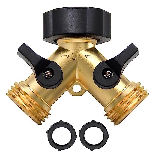 Twinkle Star Garden Hose Splitter 2 Way, Y Connector Brass Garden Hose Adapter