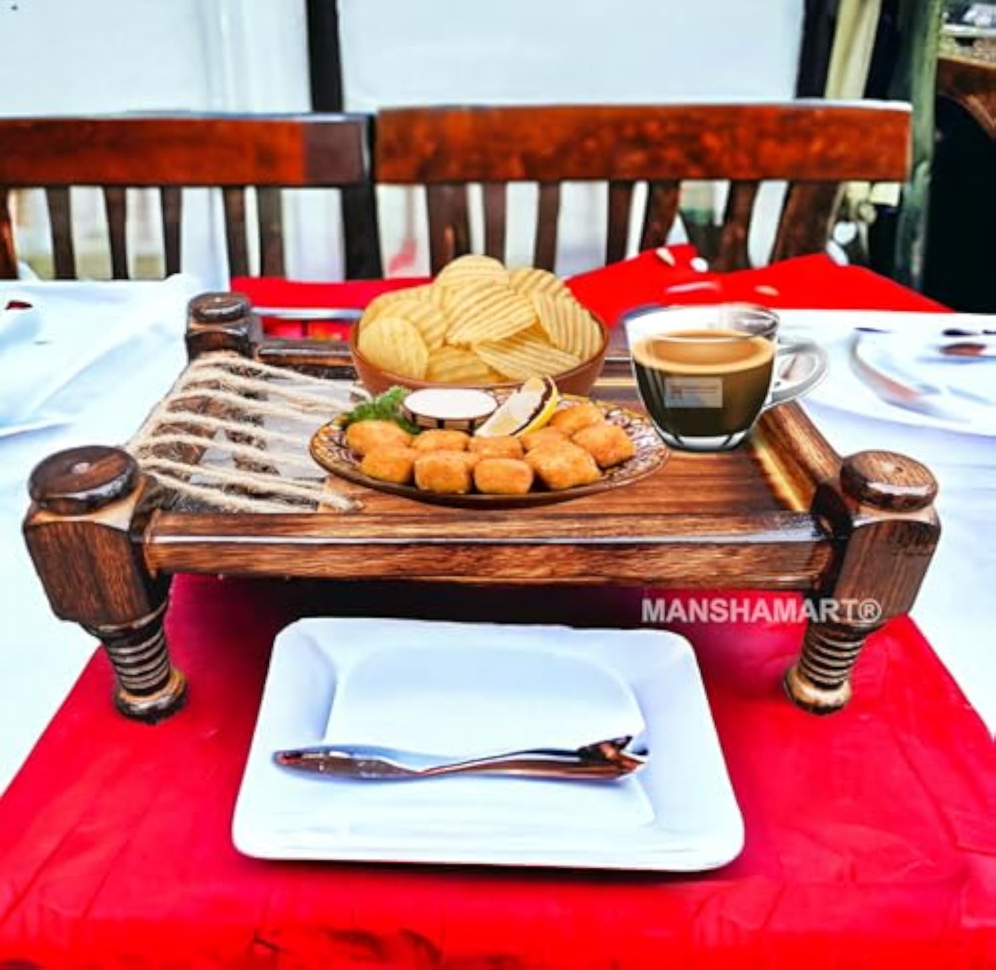 Wooden DESI KHAT CHARPAI Serving Tray, Handmade