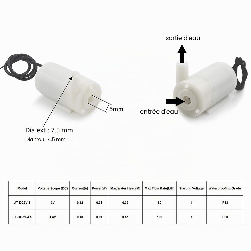DIY Kit d'arrosage Automatique pour Jardin Plante, Carte Développement + 4pcs Sol Détection D'Humidité + 4-Canal Relais + 4pcs Mini Pompes à Eau Submersibles + 5M Tuyau d'eau + Câbles Jumper