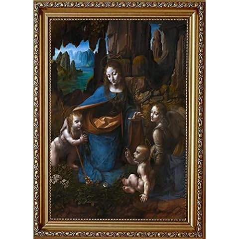 BOHU ARTS Da Vinci Canvas Wall Art The Virgin of The Rocks Framed Painting Large Canvas Art for Bedroom Office Livingroom Ready to Hang Cover