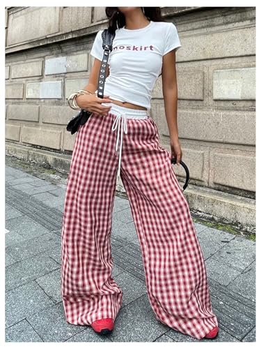 Image of SOLY HUX Women's Plaid Checkered Pants Flannel Pajama Pants with Pockets
