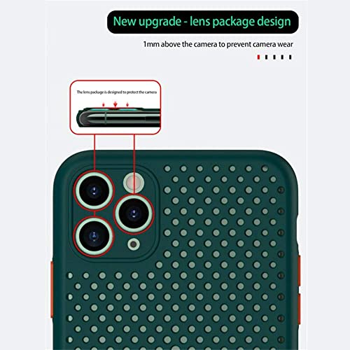 Image of Heat Dissipation Cover for iPhone, Ultra Slim Breathable Hollow Design, Full Camera Lens Protection Shockproof TPU Cooling Case (Mint Green,iPhone 15)