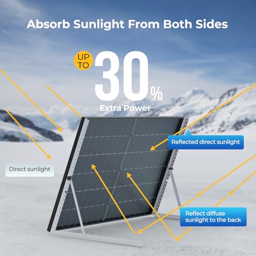 Image of BougeRV Bifacial 800 Watts 10BB Solar Panel, 23% Efficiency All Black Design Monocrystalline Technology Work with 12 Volts Charger for RV Camping Home Boat Marine Off-Grid (BIFACIAL 2PCS 400W)