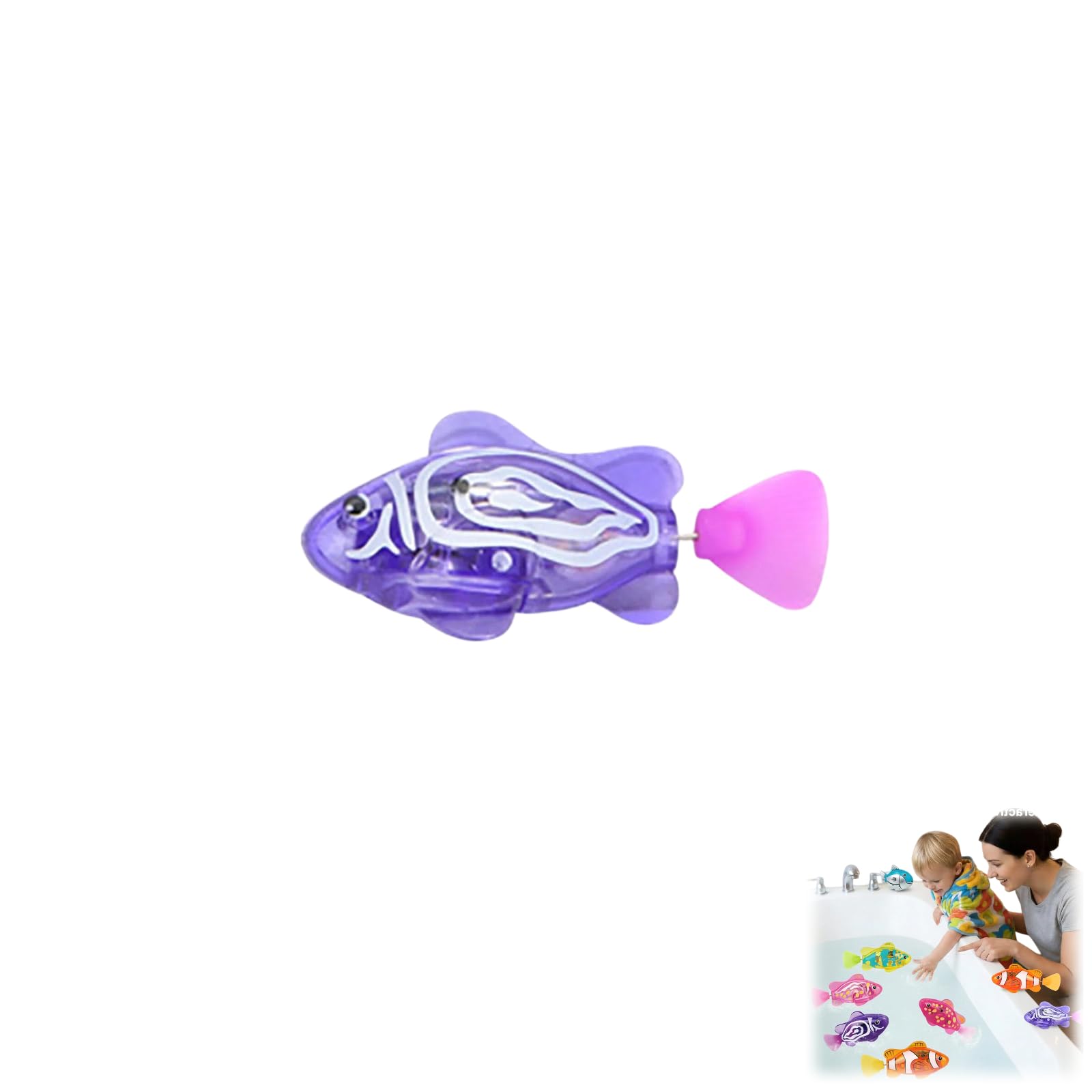 Magic Water-Activated Glowing Swimming Fish, Pool Toy Robotic Fish, Interactive Colorful Robot Fishes for Bathtub, Swimming Pool (4pcs) — view 11