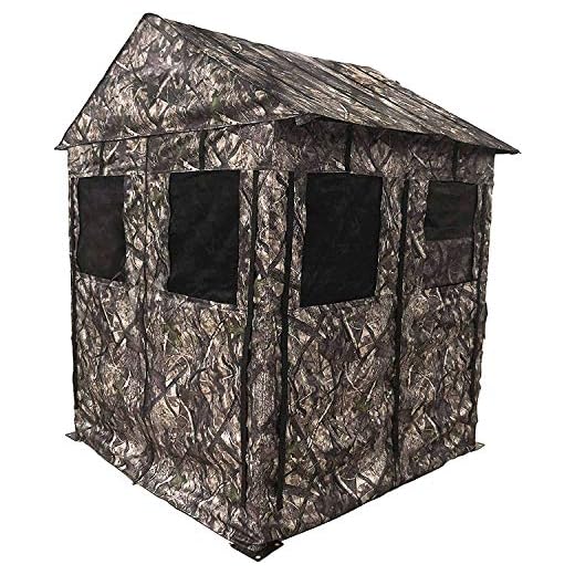 Deluxe Steel Frame True Timber® Camo 3 or 4 Person Hunting Ground Blind - (8) Shoot Through Mesh Windows and Anchoring System Included