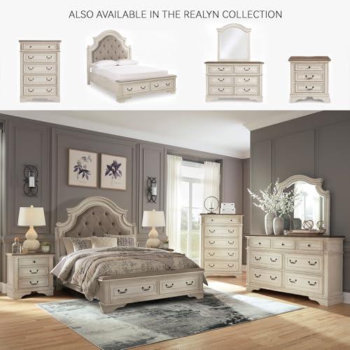 Signature Design by Ashley Realyn Queen Upholstered Storage Bed, White by Signature Design by Ashley - Used condition - Image 2