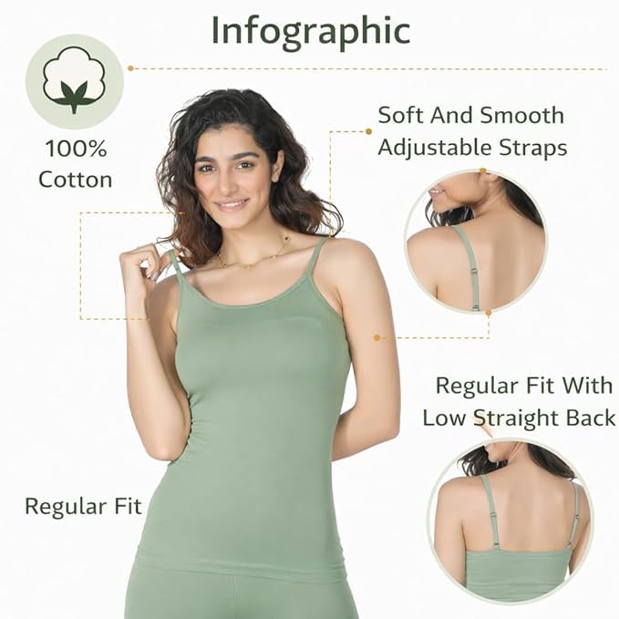 Image of Women's Cotton Camisole (Pack of 6)