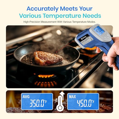 Image of Etekcity Infrared Thermometer Upgrade 774, Heat Temperature Temp Gun for Cooking, Laser IR Surface Tool for Pizza, Griddle, Grill, HVAC, Engine, Accessories, -58F to 842F, Blue