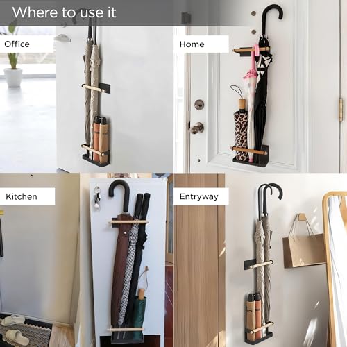 Image of UMAI Wooden Umbrella Stand (9cm) | Wall Mounted Storage Organizer | Rack for Home | Holder