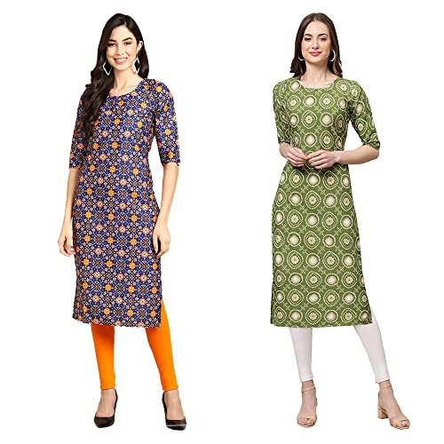 Image of Pinkmint Women's Crepe Digital Print Straight Kurta (Pack of 2)