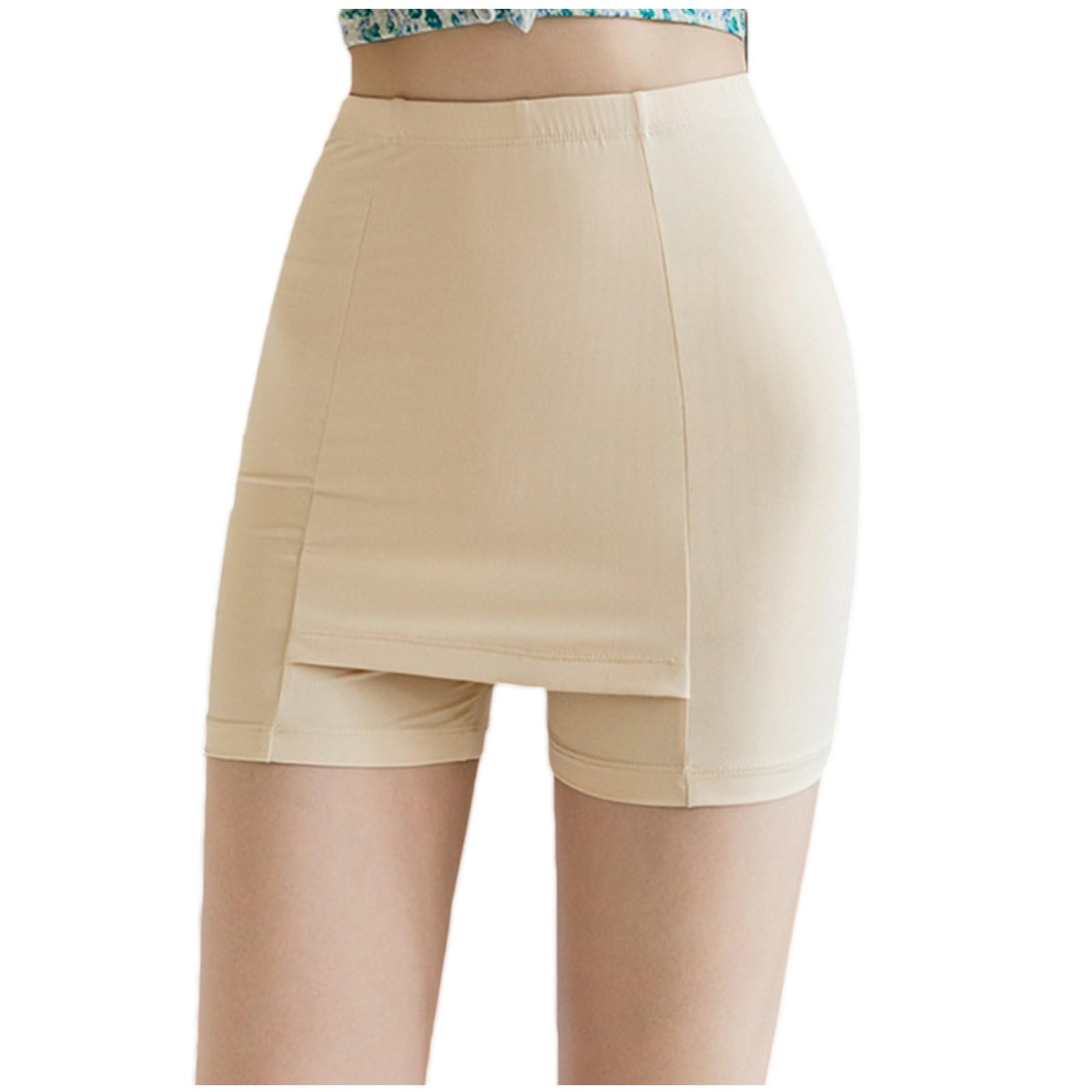 Sensual Ladydouble Layer Front Crotch Ice Silk Safety Shorts Women