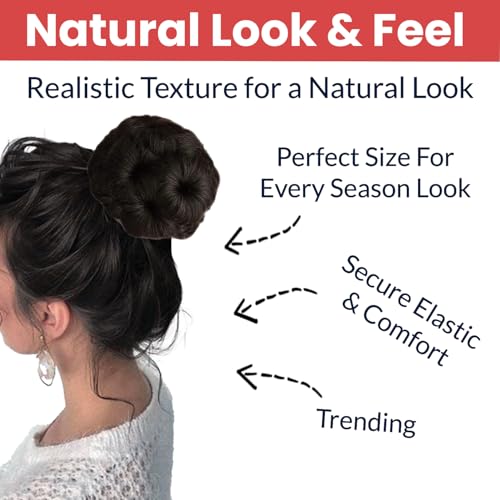 Image of TEMPERIA Hair Buns for Women - Juda Accessories For Women - Hair Buns Clip - Artificial False Fake Hair Donuts Bun Maker Extension - Brown - Pack of 1