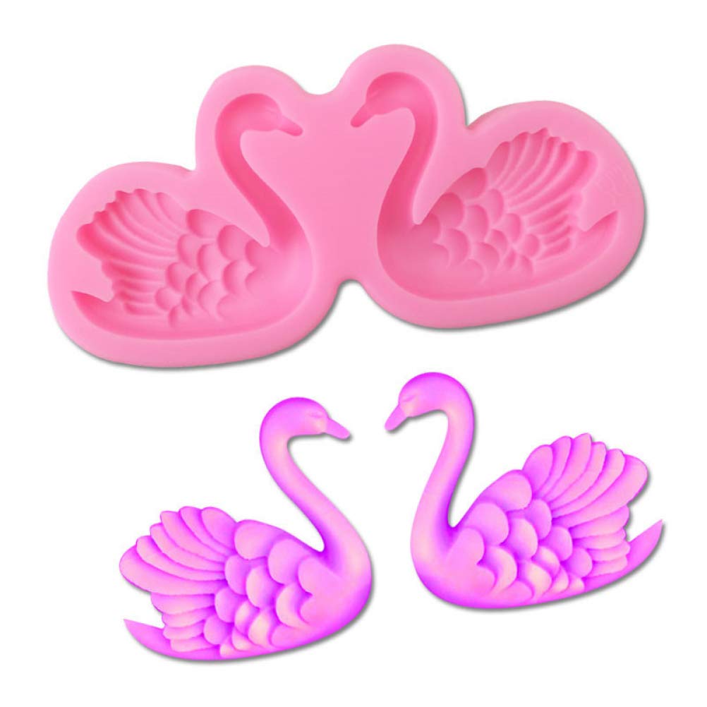 1PC Cute 3D Beautiful Swan Silicone Mold for DIY Pudding Chocolate Crystal Candy Desserts Ice Cube Gum Paste Cupcake Cake Topper Decoration Soap Mould Handmade Ice Cream Fondant Mold Jelly Shots