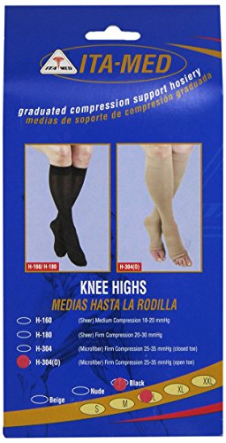 Image of ITA-MED I H-304(O)(2) L BL Microfiber Knee Highs, Black, Large
