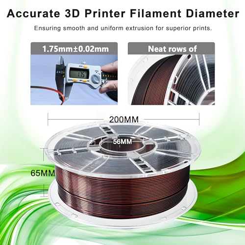 Image of iBOSS Silk Tri-Color PLA Plus 3D Printer Filament, 1.75mm 1 kg Spool, Shiny Silk PLA+ Filament Dimensional Accuracy + /- 0.02 mm, Fit Most FDM 3D Printers (Silk Black Red Copper)