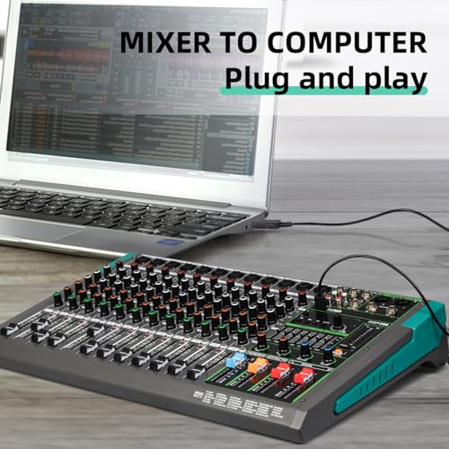 Miniatura 3 de Depusheng Pa12 Mezclador Profesional De 12 Canales Controlador De Dj Con 256 Efectos Dsp Entrada Bluetooth Reproductor Usb 48v Phantom Power