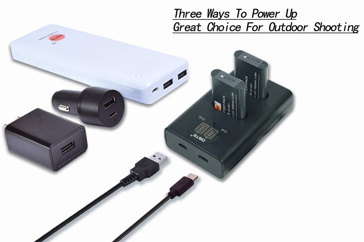 DSTE - 2 batterie agli ioni di litio NP-BX1 + caricatore USB, compatibili con fotocamere Sony ZV1 ZV-1 ZV-1F DSC-WX300/T DSC-WX300/W DSC-WX350 HDR-MV1 HDR-GWP88VE HDR-PJ275 come NP-BX1/M8