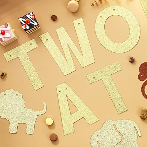 Glitter Two Wild Jungle Safari Theme Banner Two At The Zoo Banner Bunting Jungle Safari Theme Sign Animal Theme Birthday Party Decorations Supplies 2 Years Two Wild Safari Birthday Party Supplies #TOP5