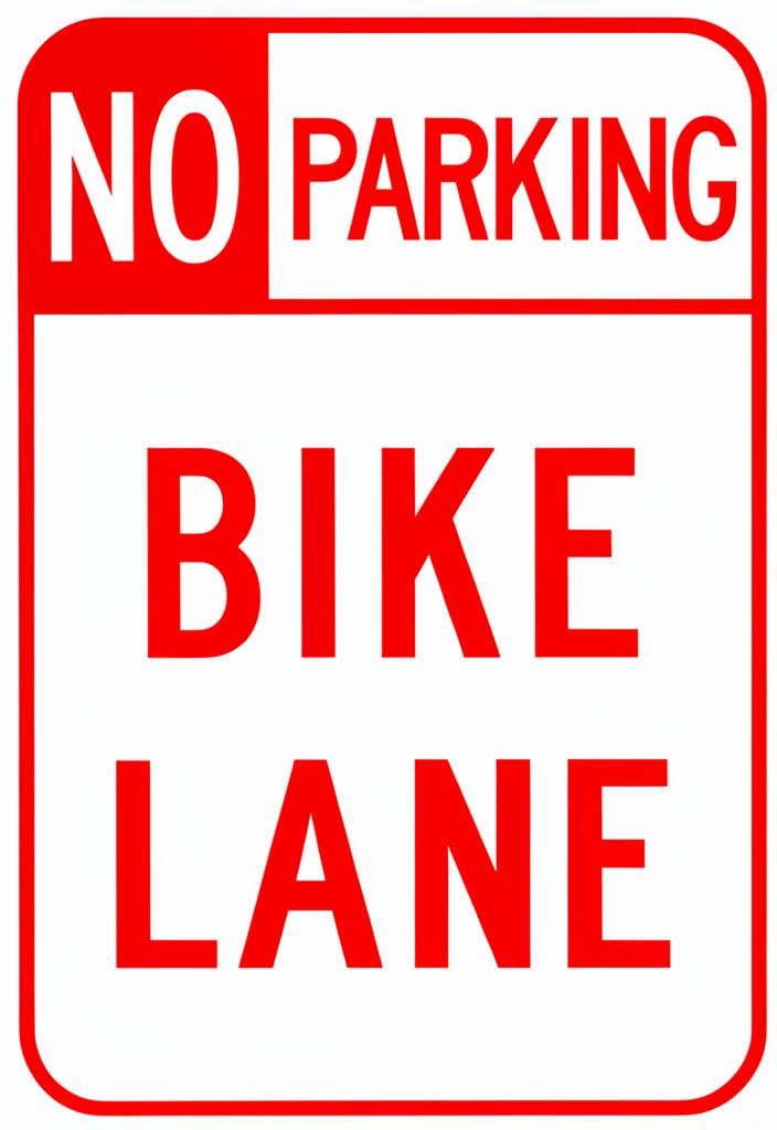 peiyeety NO PARKING BIKE LANE Tin Sign 12x8 Inch, Red & White Metal Wall Decor Plaque, Bold Traffic-Style Warning Sign for Garage Driveway Shed Man Cave Office, Gift for Cyclists