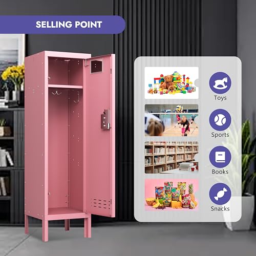 Image of BUTISOW Metal Kids Locker,Metal Cabinet Storage Lockers,Lockable for Employees with Door,54 inch Height Steel Locker,Lockable Steel Locker for Children's Room, Playroom, School,Gym