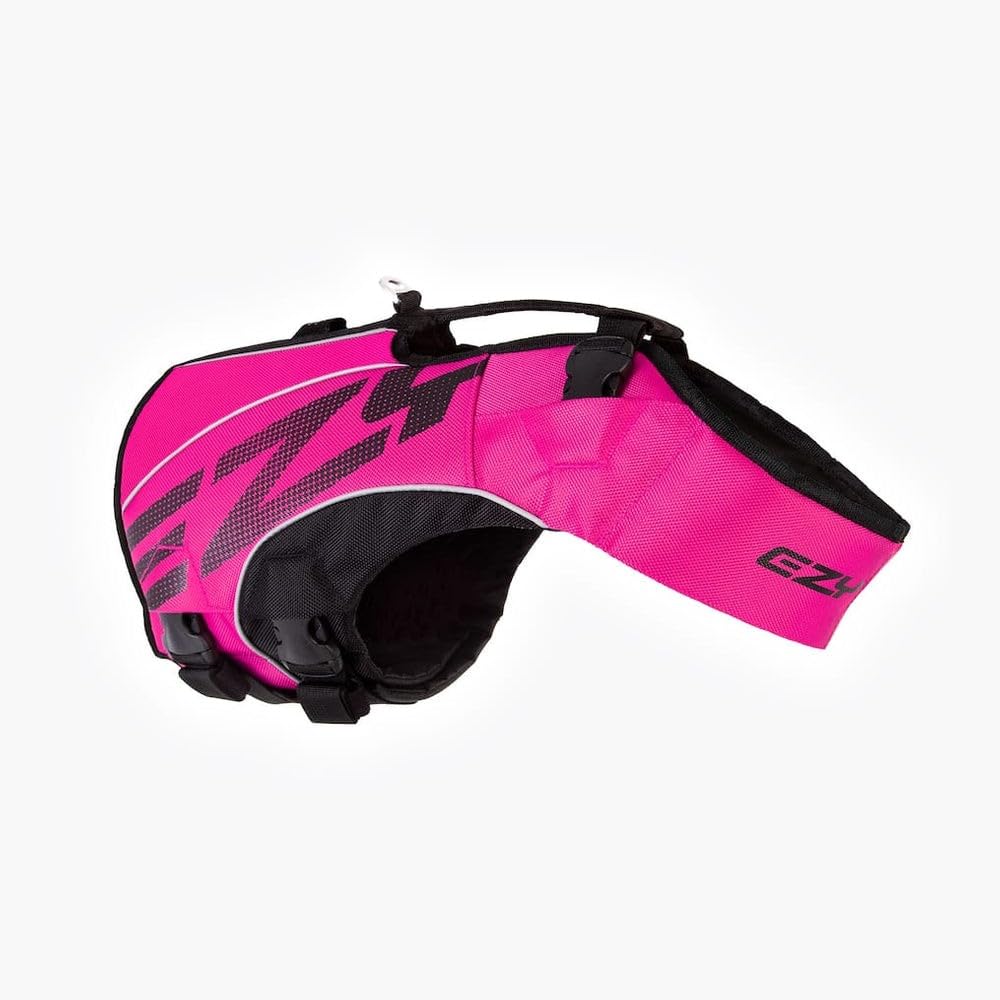 EzyDog DFD X2 Dog Life Jacket - Adjustable Swimming Safety Life Vest Preserver with Continuous Neck Flotation, Reflective Trim, & Grab Handle (Small,