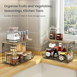 Hanging kitchen baskets hanging baskets for organizing wall vegetable basket storage potato and onion storage bin wire storage containers w5 hooks for hanging banana coffee cups and knives  urban country home decor