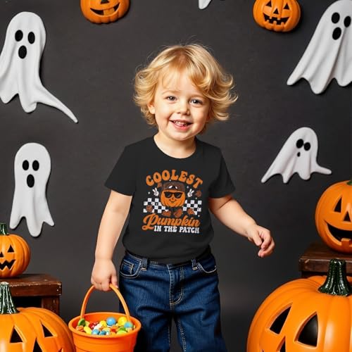 Toddler Boy Halloween Shirt Coolest Pumpkin in The Patch Tshirt Kids Spooky Season Short Sleeve Tee Top Fall Outfit2