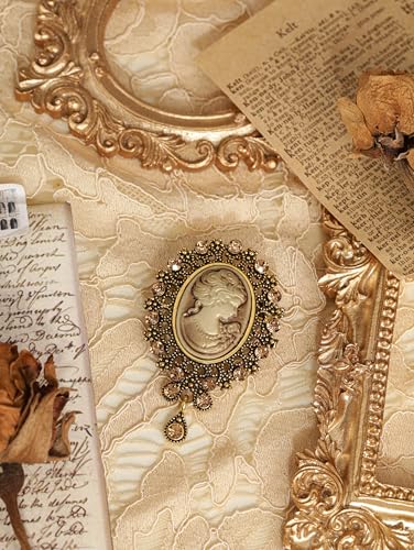 Image of MINACHI Vintage Victorian Design Queen's Cameo Antique Wedding Brooch Pin, Jewelry Gift for Women
