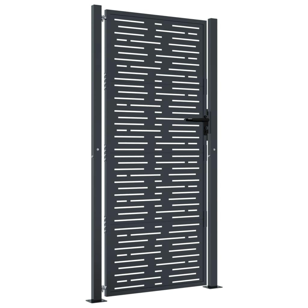 Willood Gartentor Gartentür Abschließbar Hoftor Eingangstor für Garten Terrasse, Tor Zauntor Gartenpforte Anthrazit 105x180 cm Stahl Quadratisches Design