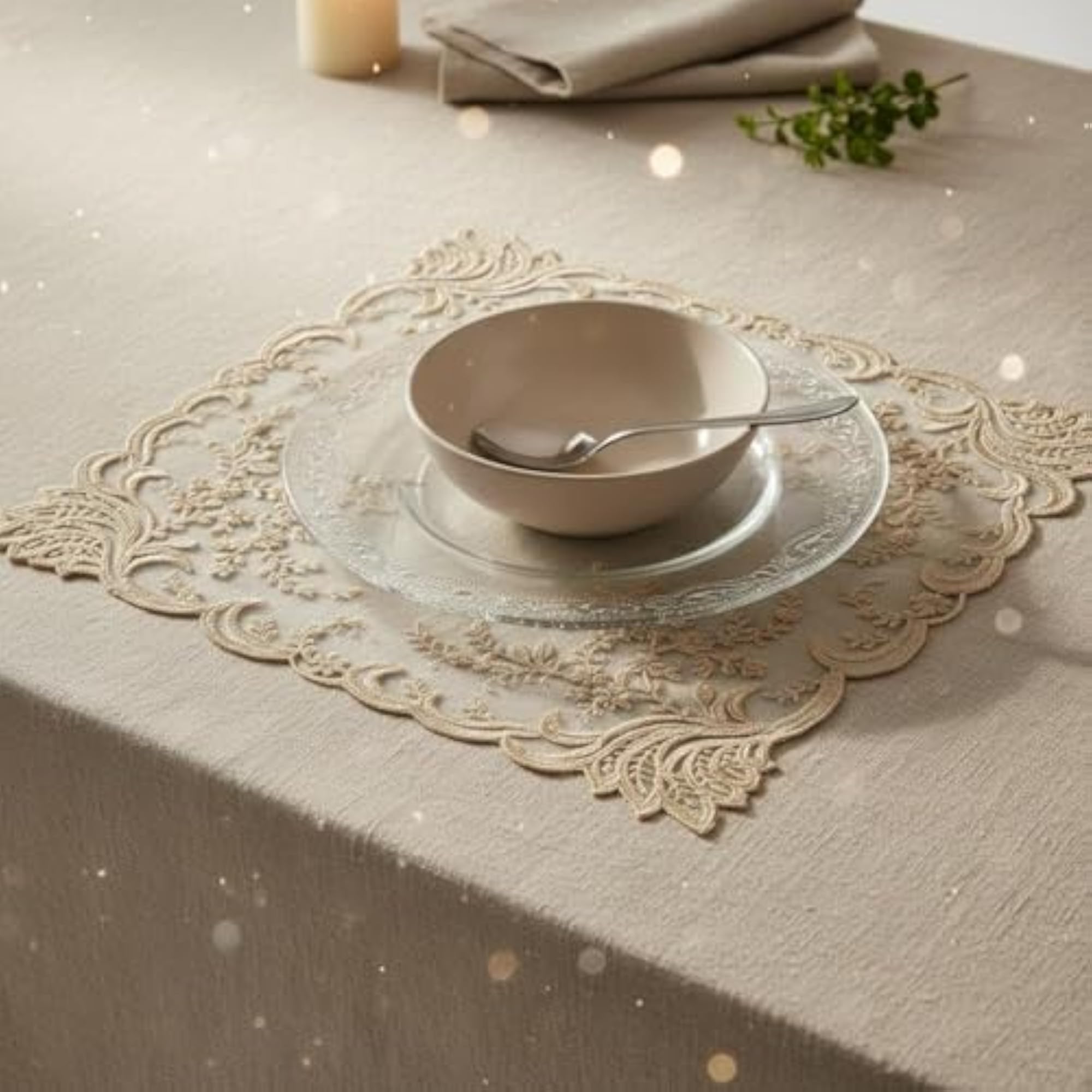 Handmade Design Embroidered Square Placemat