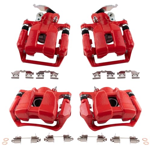 Image of TRQ Performance Front and Rear Brake Caliper Set Caliper Brackets Compatible with 2013-2017 Honda Accord