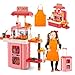 Kitchen Playset, 3 in 1 Kitchen Pretend Play Toys Travel Suitcase, 49 PCS Realistic Cooking Accessories, Sounds, Lightnd, Running Water, Great Kitchen Toys for Toddlers Kids