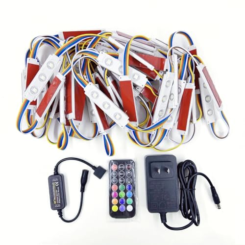 Image of Q QINGCHEN RGBW LED Module Strip Light UL Listed RGB+White 50pcs 25ft with Remote Control for Letter Sign Advertising Lightbox (Power Supply and Controller Included)