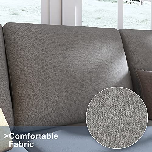 Honbay Convertible Sectional Sofa, L Shaped Couch With Linen Fabric, Reversible Sectional Sofa Couch For Small Space, Light Grey #TOP5
