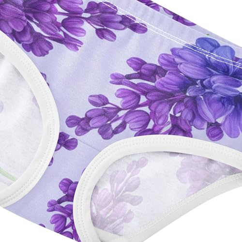 Cotton Girls Underwear Toddlers Watercolor Lilac Purple Flowers Little Girl Panties Bright Briefs Underpants 2t4