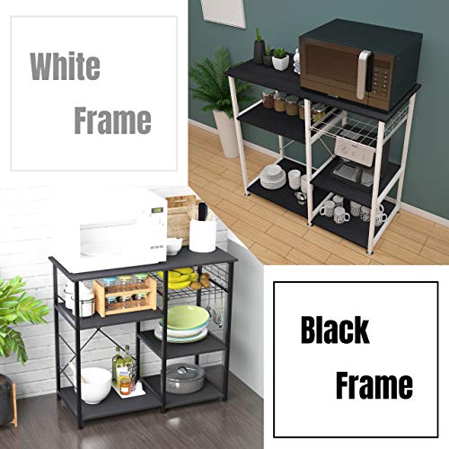 SogesHome 3-Tier Microwave Stand Cart with Storage and Drawer Kitchen Baker's Rack Workstation Shelf Black, SH-W5s-BK